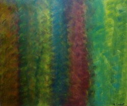 cuadro pintado con acrílicos, representan lineas verticales de varios colores