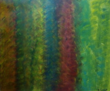 cuadro pintado con acrílicos, representan lineas verticales de varios colores